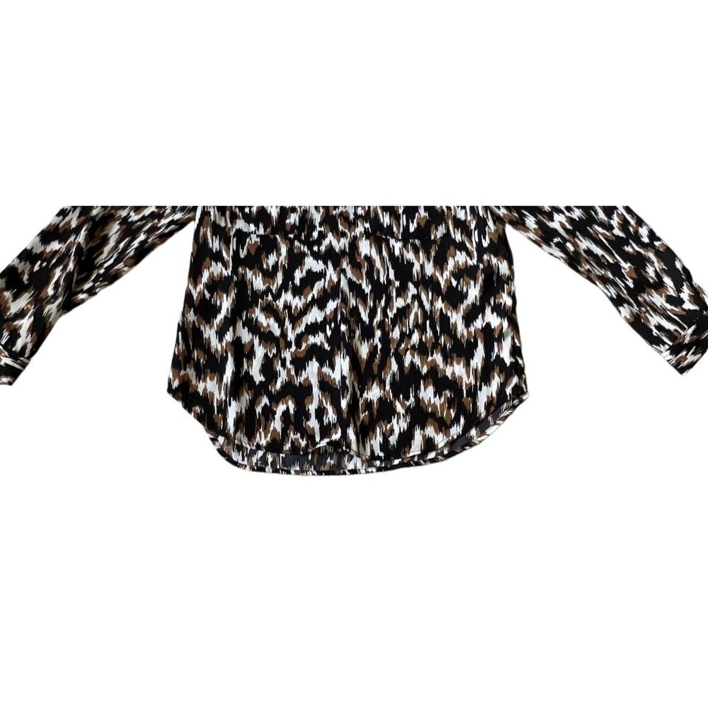 Jones New York Signature Womens Long Sleeve Blouse Leopard Print Medium - Picture 3 of 7